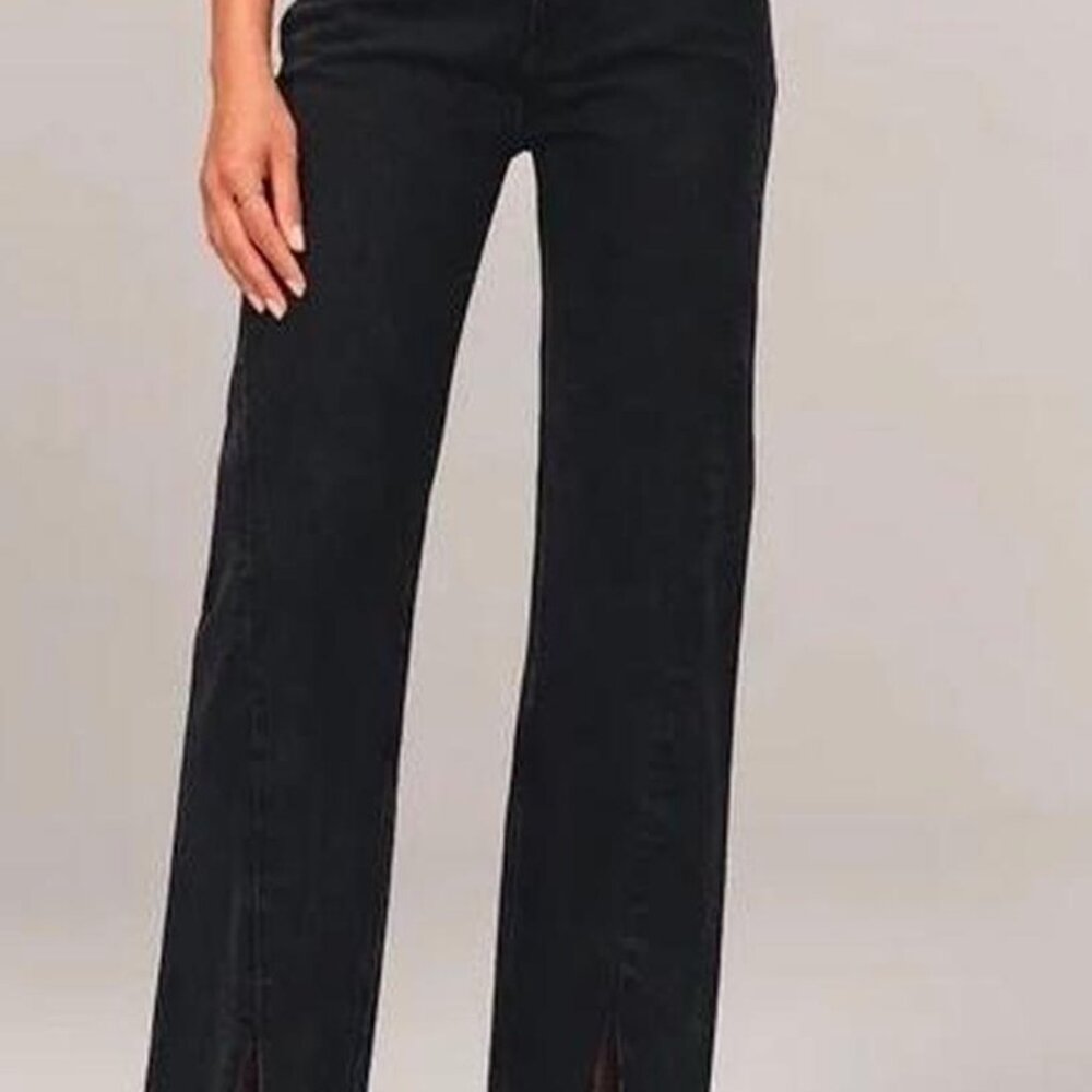 Abercrombie High-Rise 90s Relaxed Jeans Black Vent Size 28 R